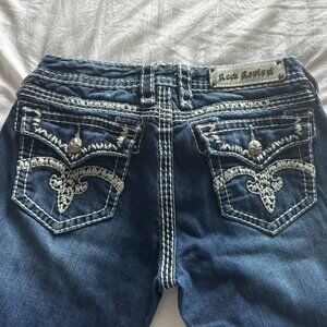 Rock Revival Easy Boot Size 29 Bootcut Jeans Women’s Thick Stitch Embellished Po